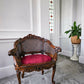 Early 20thC Walnut Framed Bergere Caned Back and Sides Raised on Cabriole Legs