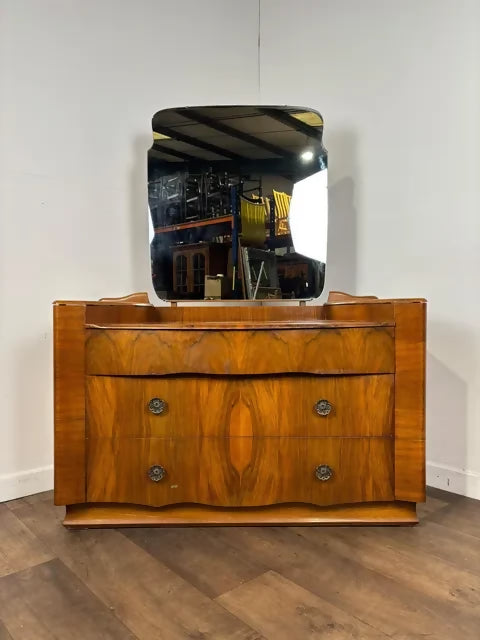 Vintage Art Deco Walnut Wilkin Dressing Table