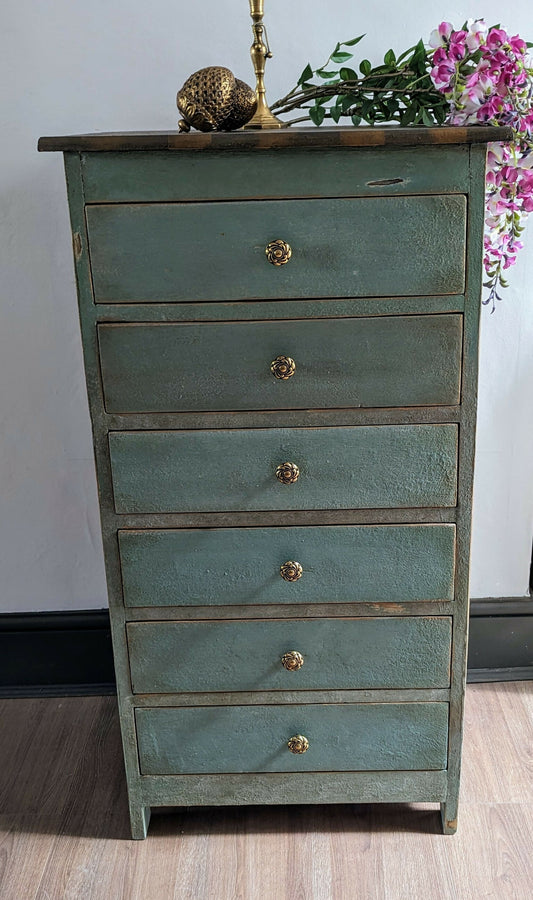 Vintage Rustic 6 Drawer Pine Dresser