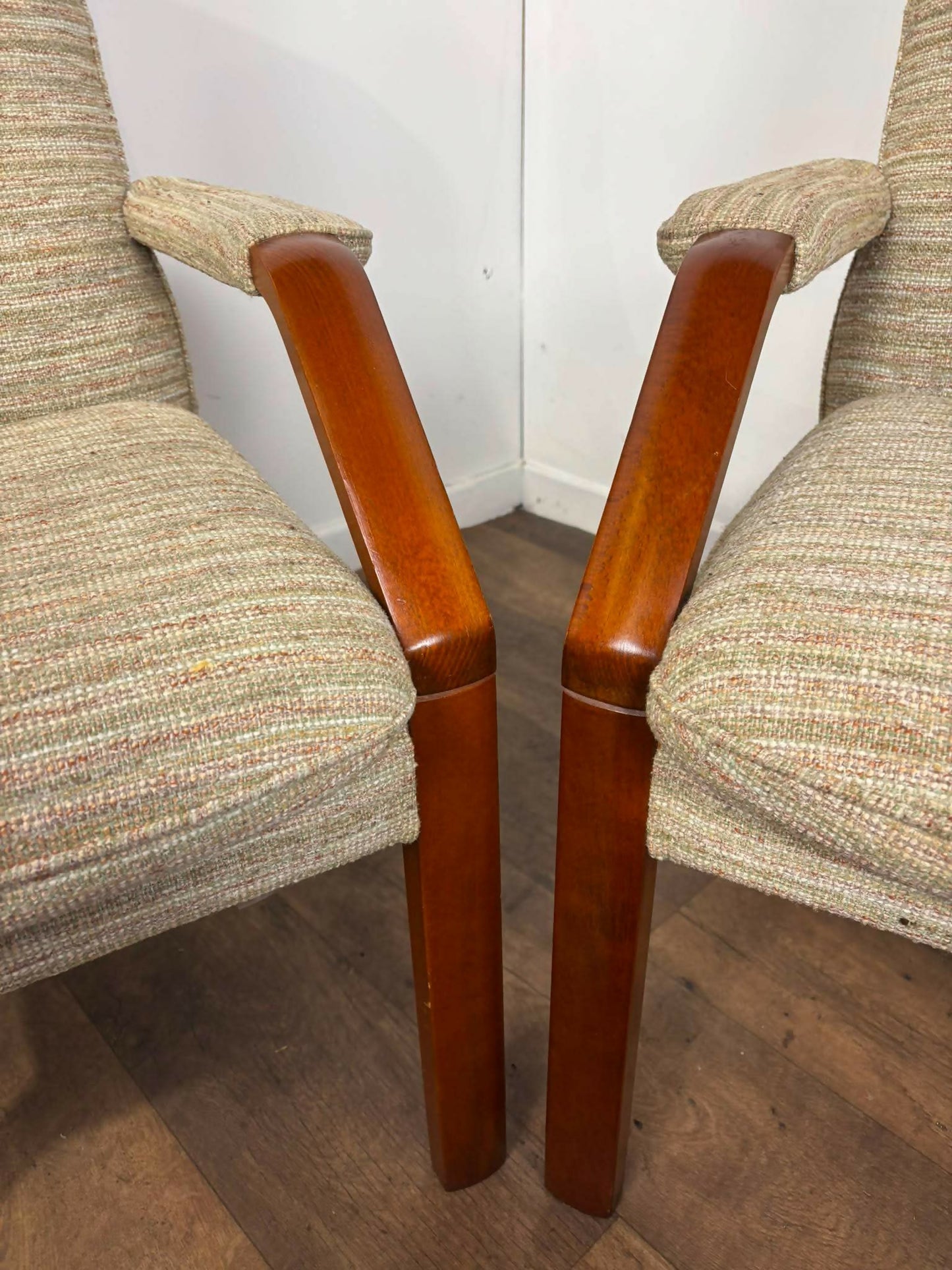 Pair of Vintage Parker Knoll Beech Framed Fireside Armchairs Model PK1158-1169