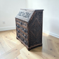 Antique Victorian tudor oak hand carved green man bureau dest chest drawers in