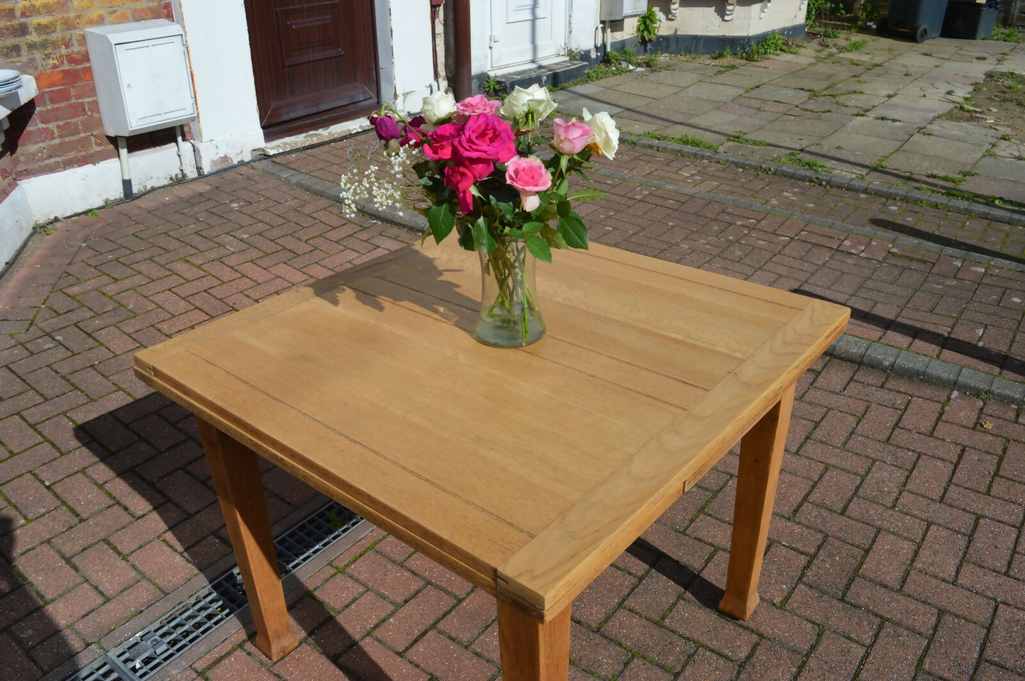 Solid Oak Extendable Dining Table Vintage