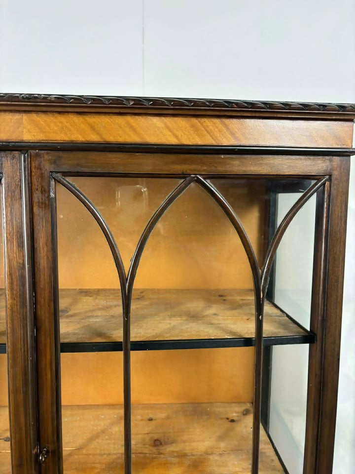 Vintage 1920s Bow Front Glazed Display Cabinet