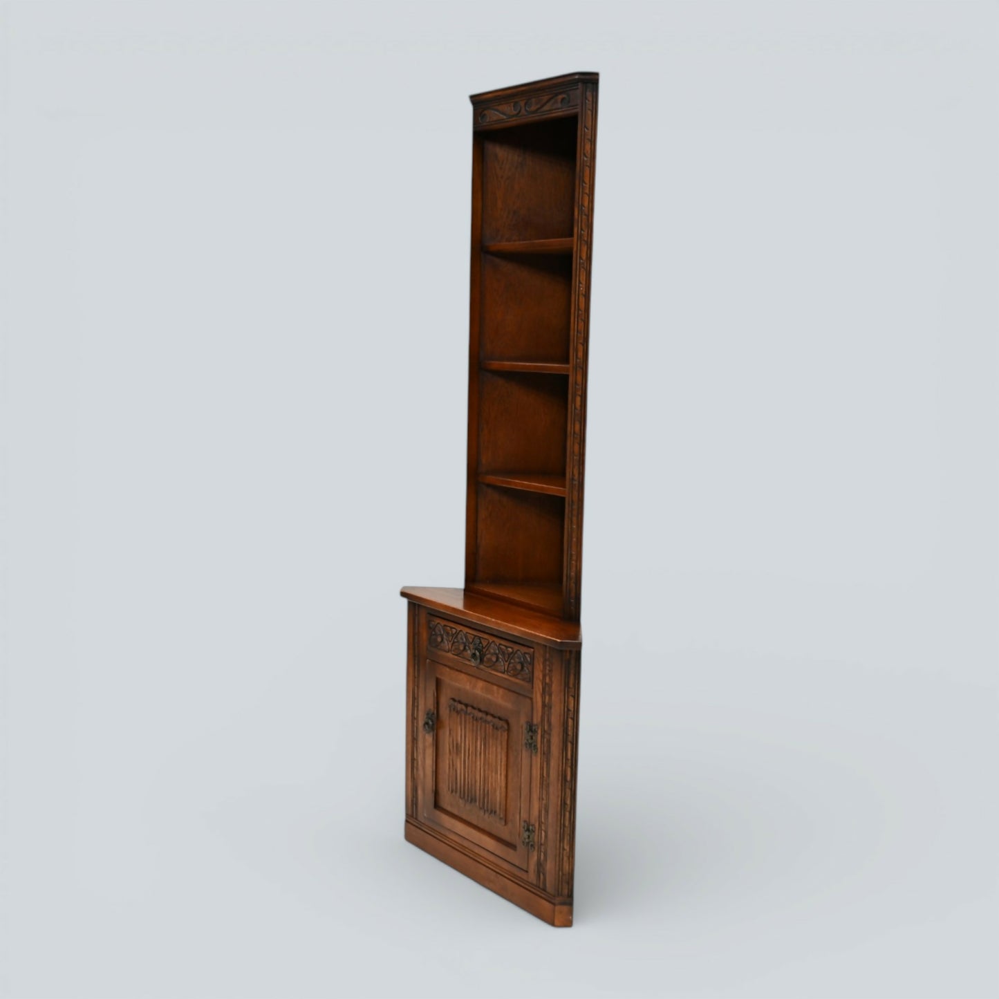 Old Charm Tall Corner Unit with Cupboard and Shelves Carvings FREE UK Delivery