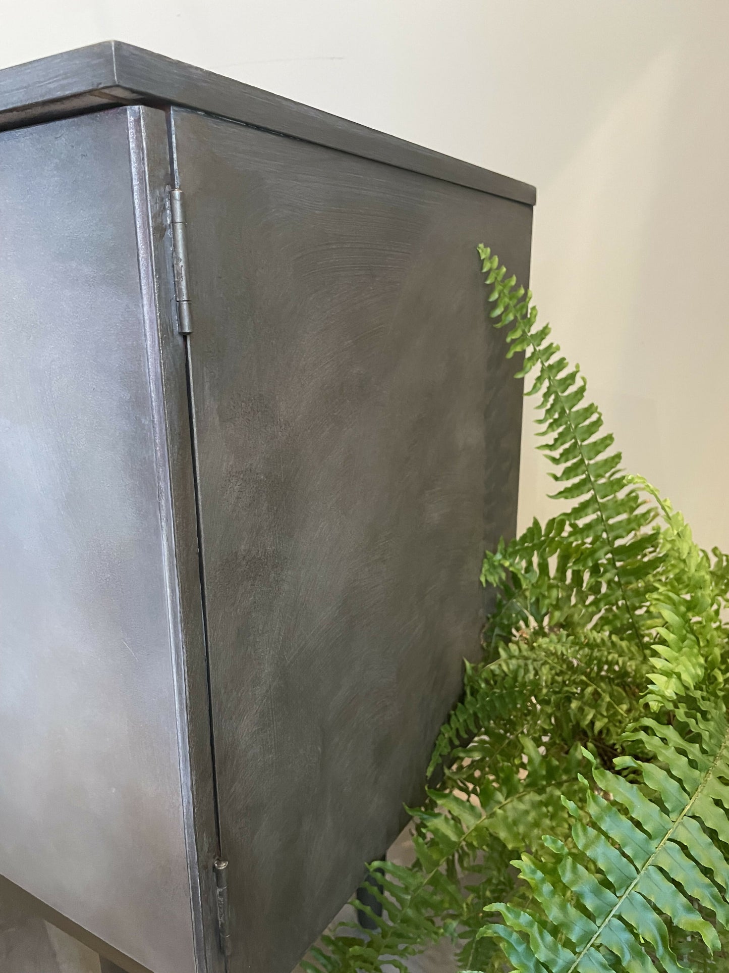 Mid Century Hand Painted Cabinet, Bronze Earthy Tones