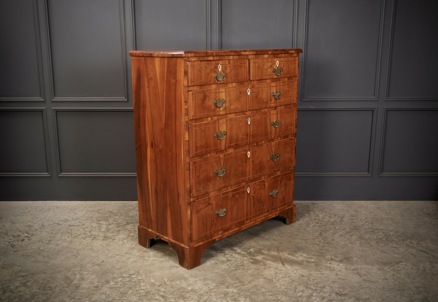 George III Walnut Art Deco Chest Of Drawers