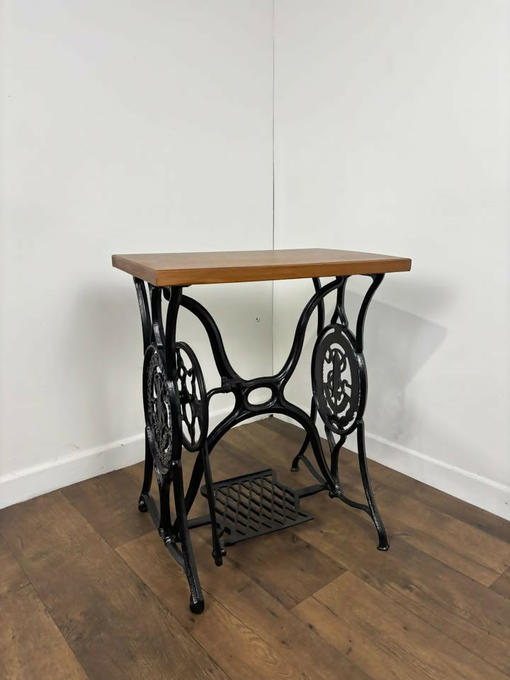 Vintage Oak Cast Iron Rectangular Centre Table on Treadle Base