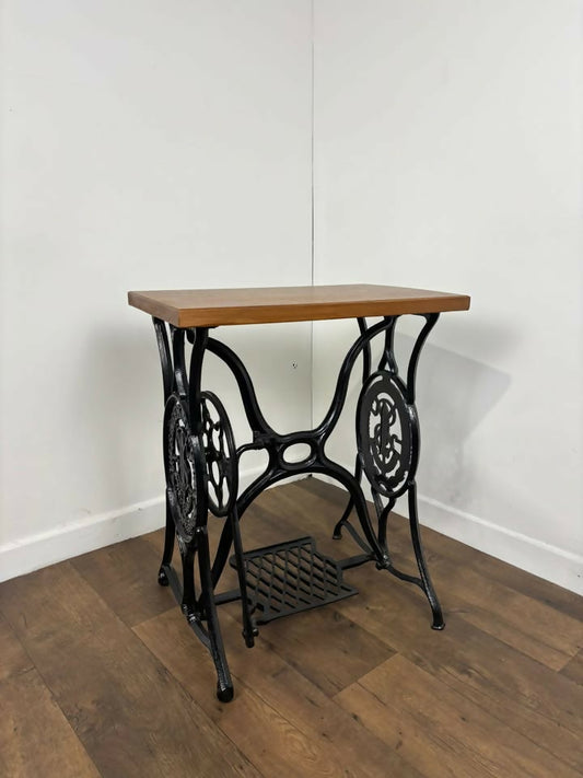 Vintage Oak Cast Iron Rectangular Centre Table on Treadle Base