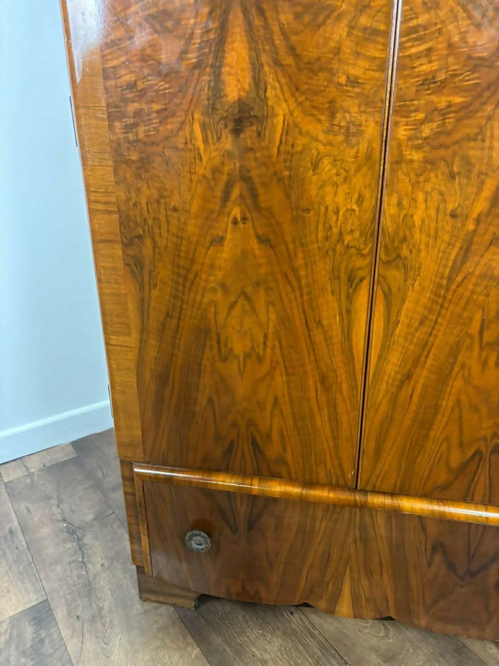 Art Deco Figured Walnut Gents Wardrobe