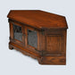 Old Charm TV Stand Linenfold Leaded Glass Doors Tudor Brown FREE UK Delivery*