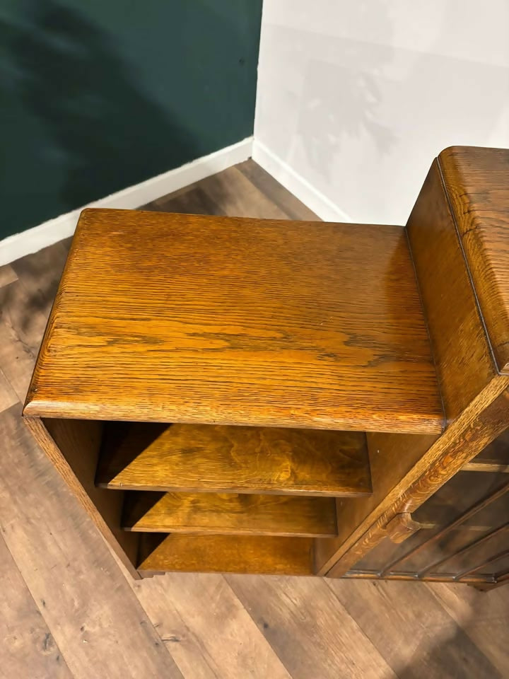 Vintage Oak Bookcase With Single Glass Door7