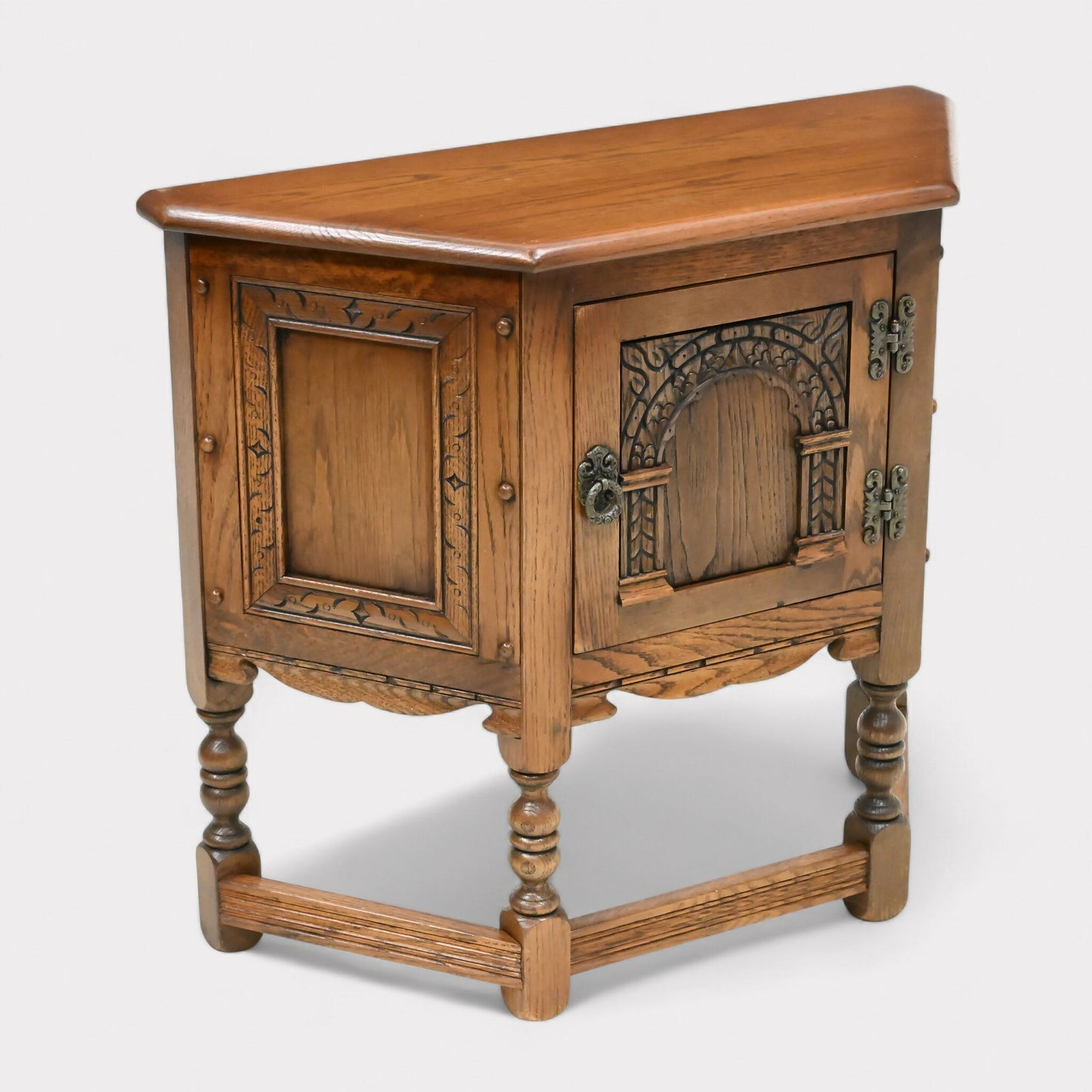 Old Charm Canted Table With Cupboard Finished In Tudor Brown* FREE UK Delivery. SBR10844/1908E