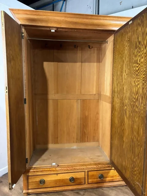Art Deco Inlaid Oak Mirror Door Wardrobe by Ray & Miles of Liverpool