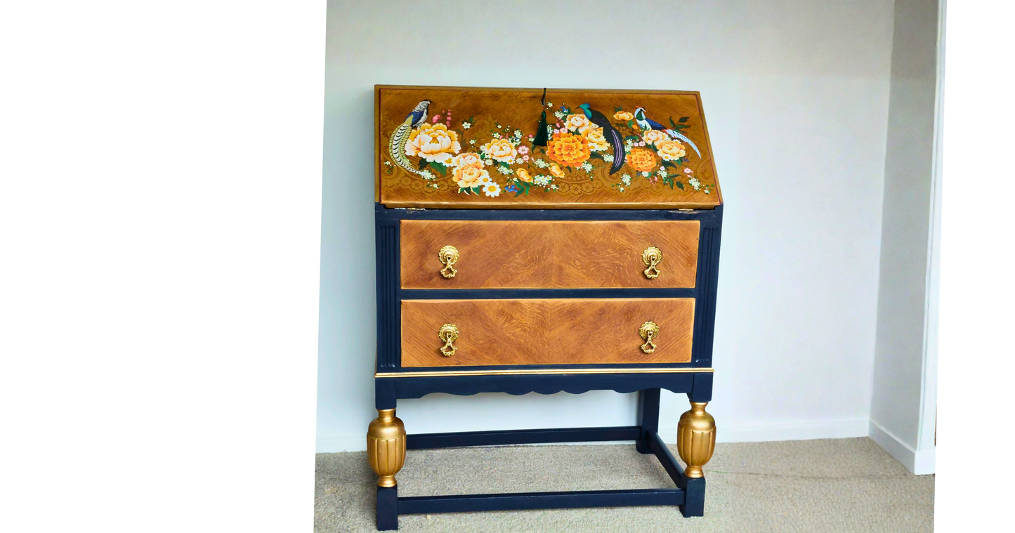 Secretary Desk, 1920s Jacobean Revival Writing Desk