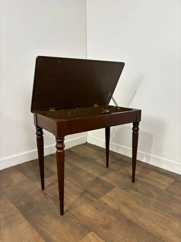 Reproduction Mahogany Storage Table with Lift-Up Top