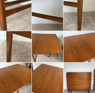 Mid Century Modern Teak Drop Leaf Dining Table Vintage Space Saving Gate Legs