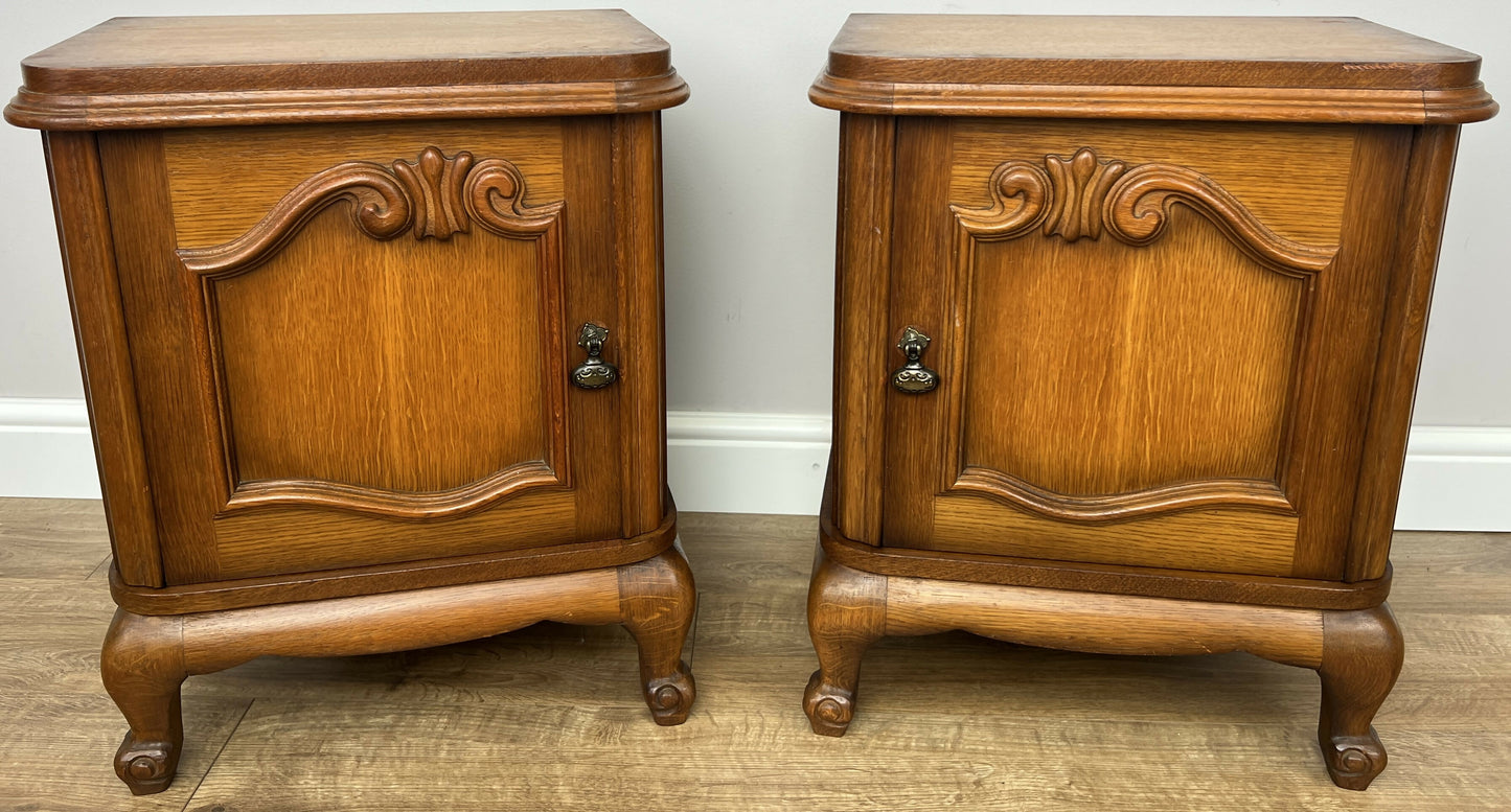 Pair of Bedside Tables Vintage French Louis Style Nightstands Cabinets LOT 6216