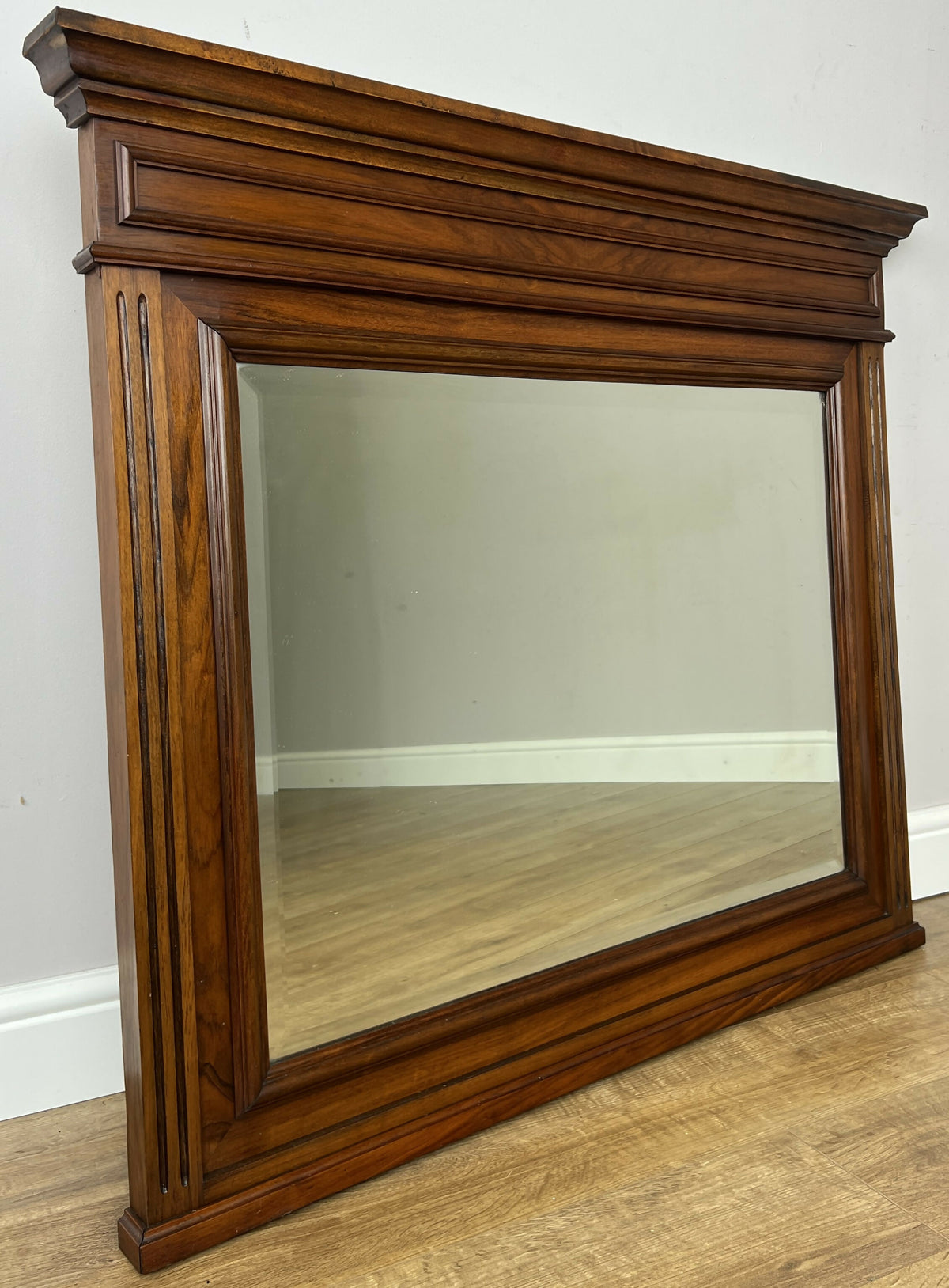 Mirror Antique French Style Walnut Large Bevelled Glass Wall Mirror LOT 6529