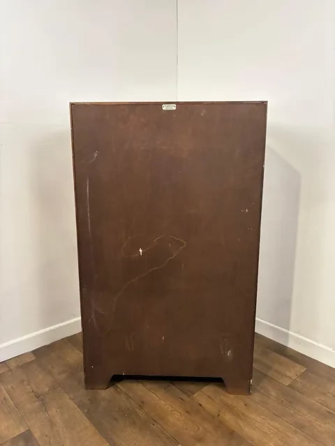 Vintage Oak Tallboy Wardrobe with Drawer Over Cupboard