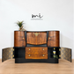 Refurbished Art Deco Burr Walnut Cocktail Cabinet Gold & Black Fan Design, Vintage Bar, Drinks Cabinet, sideboard, 1930s Style, statement