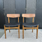 Pair of Vintage Mid-Century Danish Dining Chairs Black Vinyl