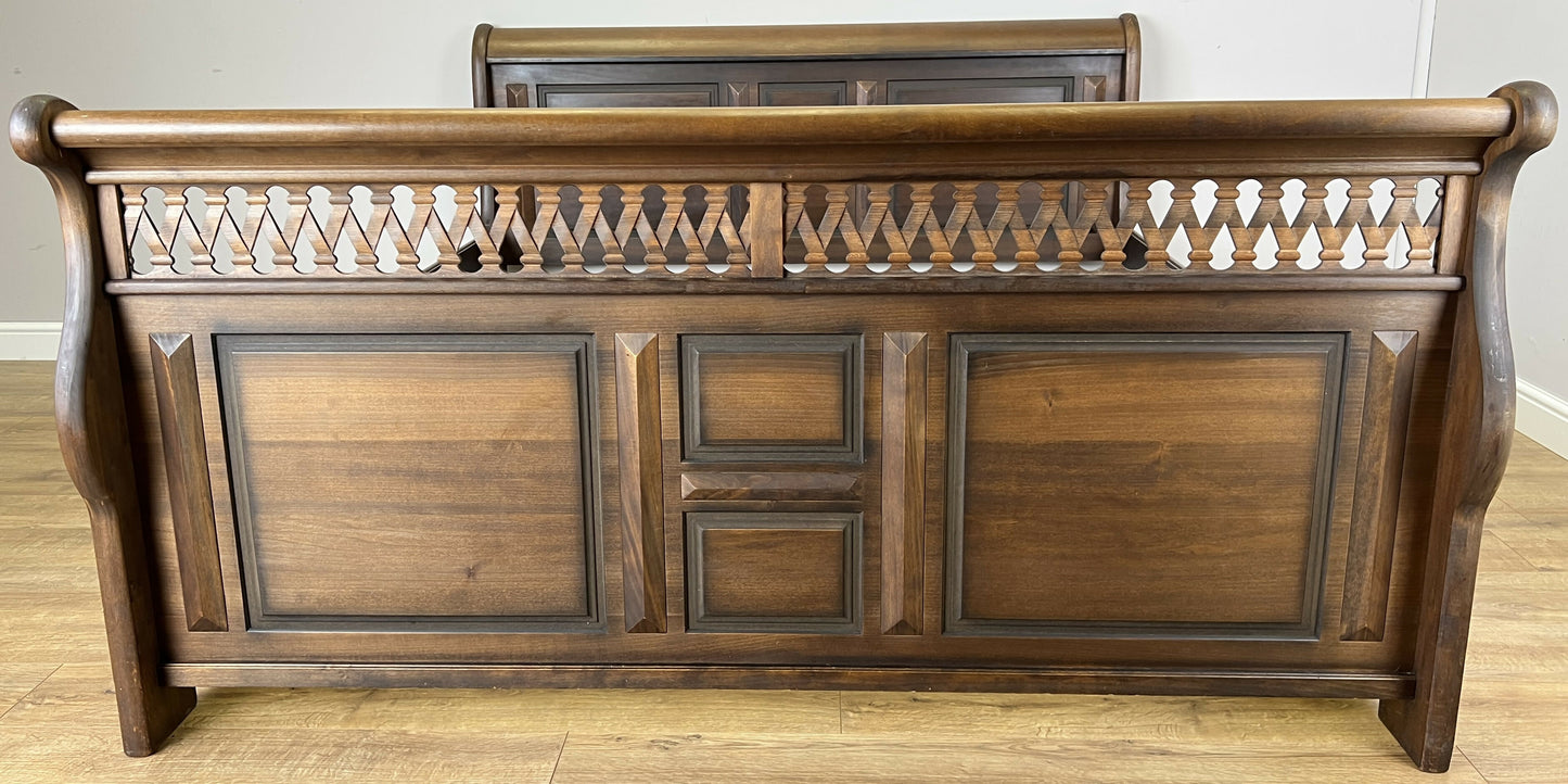 Bed Vintage French Super King Size Sleigh Bed Frame 180x200cm Headboard LOT 6409