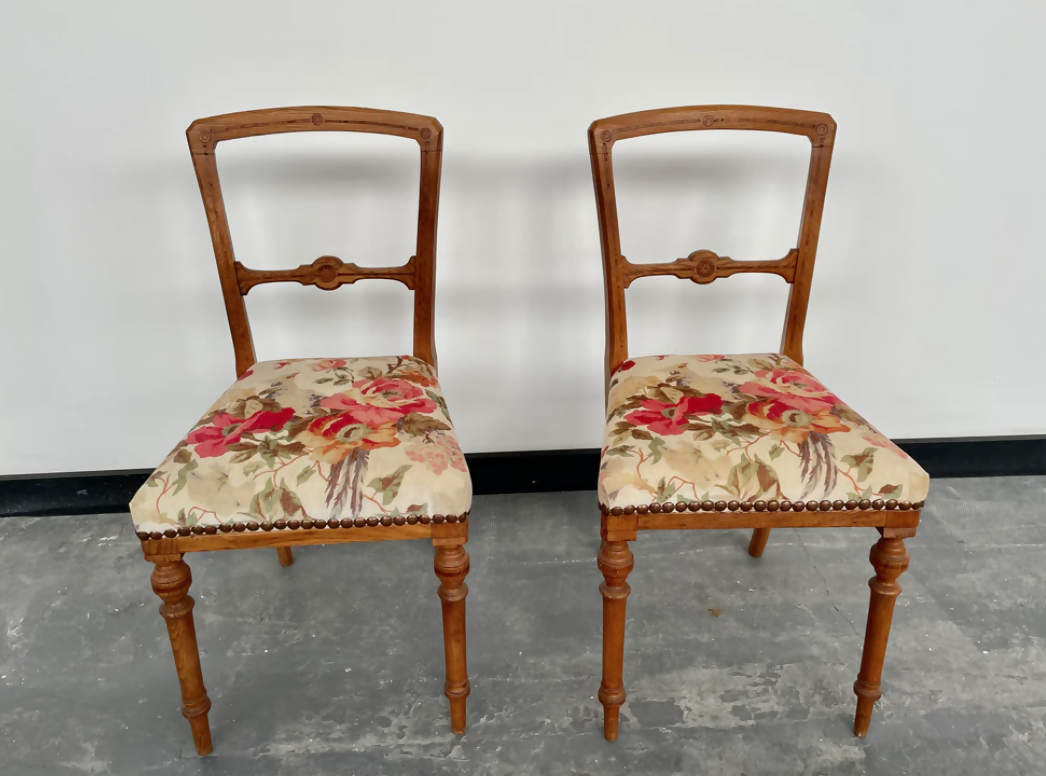 Pair of refurbished bedroom chairs will sell separately