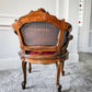 Early 20thC Walnut Framed Bergere Caned Back and Sides Raised on Cabriole Legs