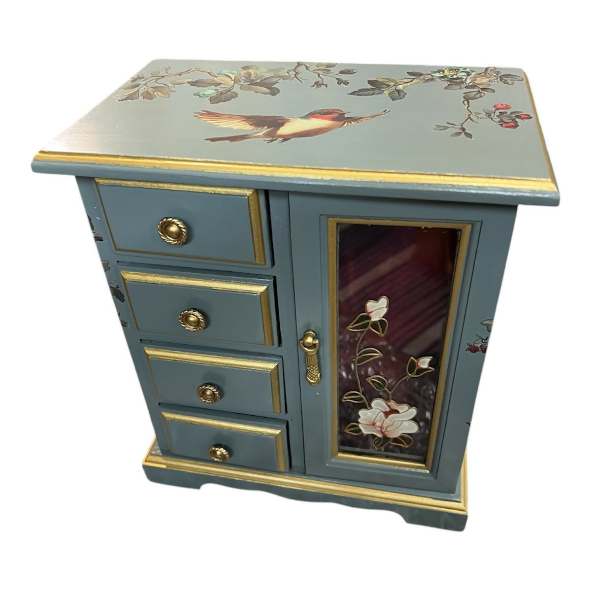 handpainted vintage wooden jewellery box