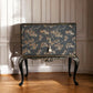Cocktail Cabinet. Vintage Queen Anne Repro. Chinoiserie style. Black & Gold. Handpainted.