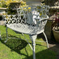 White Love Seat Patio Set with Bench in Pebble Grey