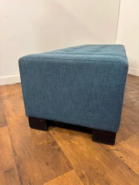 Modern Blue Upholstered Storage Ottoman Bench