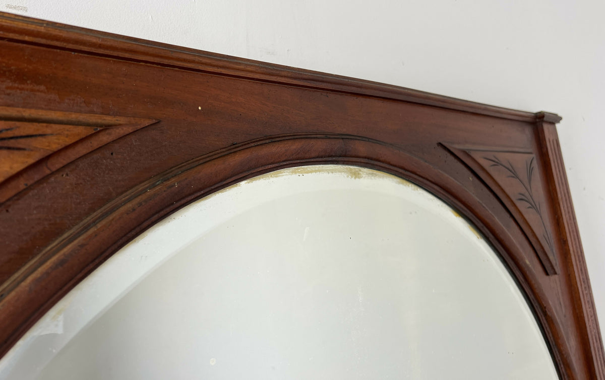 Mirror Antique French Style Oak Arched Carved Large Wall Mirror LOT 6530