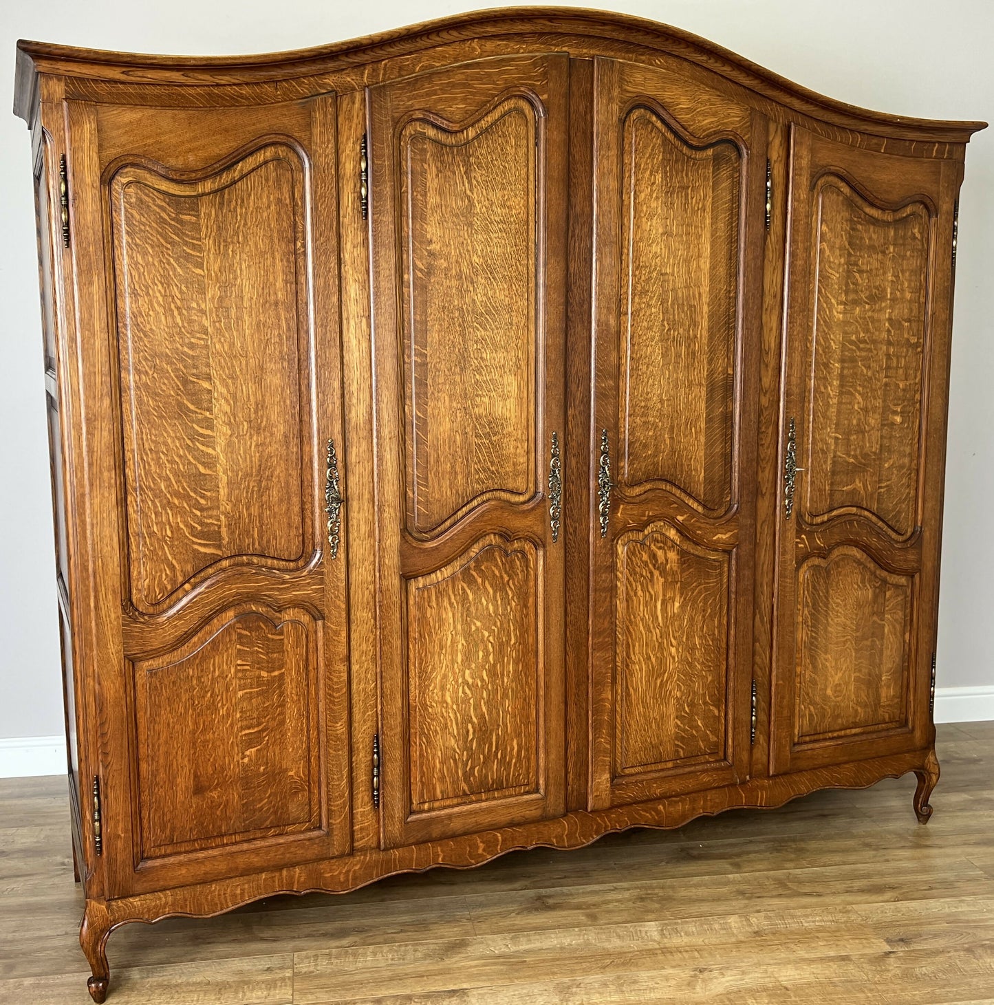Wardrobe Vintage French Louis XVI Style Oak Four Door Carved Armoire LOT 6105