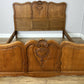 Bed Vintage French Louis XVI Oak Double Bed Frame Carved Headboard LOT 6379