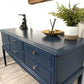 Vintage Navy Six Drawer Stag Sideboard