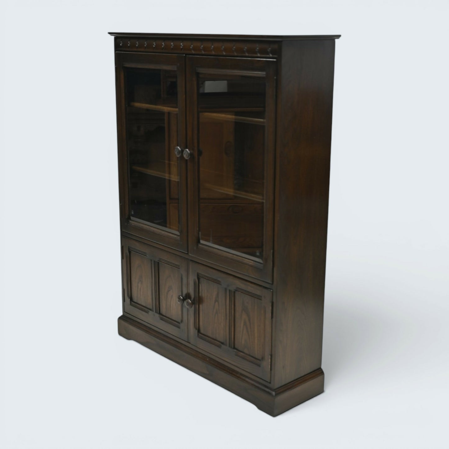 Ercol Mural Display Bookcase with Cupboard Traditional Finish FREE UK* Delivery
