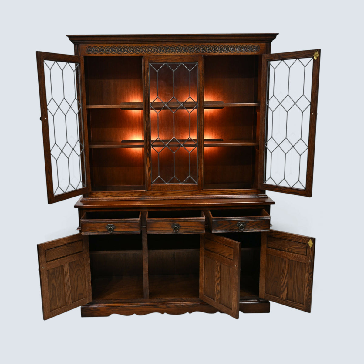 Old Charm Lancaster Sideboard Display Cabinet Tudor Brown FREE UK Delivery*