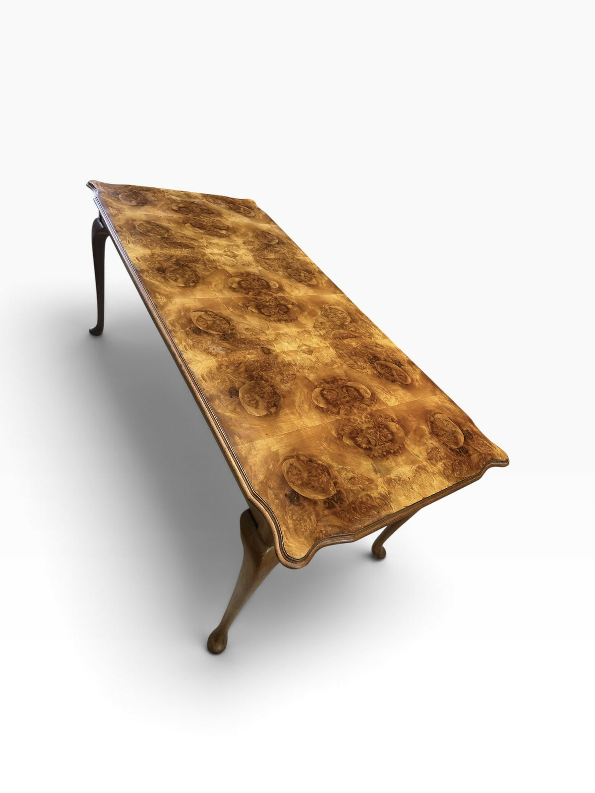 Burr Walnut Queen Anne style dining table