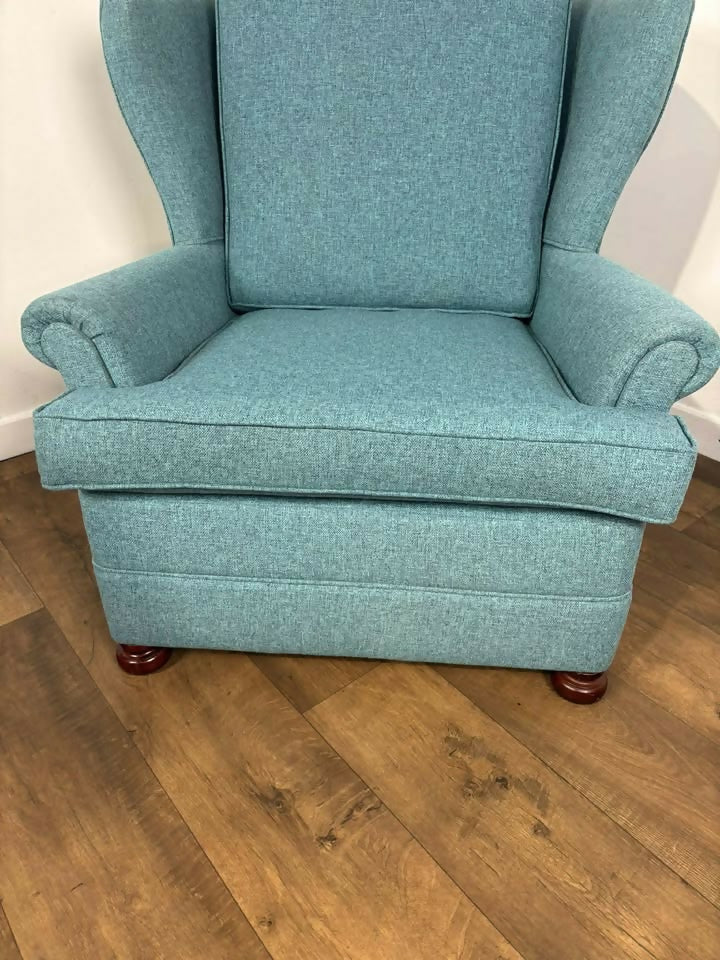 Contemporary Teal Wing Back Armchair