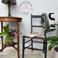 Edwardian chairs with rattan seats, lightly distressed in Ash Black- PAIR OF 2 CHAIRS