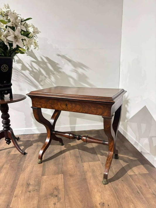 Antique Mahogany Writing Desk with Brass Claw Feet – Full of Character