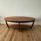 Mid Century Teak Coffee Table Nathan Oval Sunburst Top