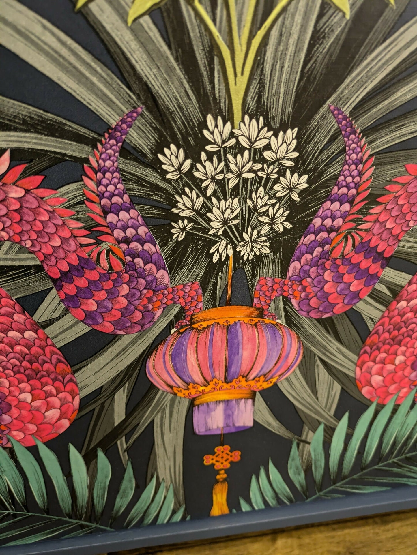 Mid century Sideboard or Cocktail cabinet. Upcycled Painted Blue, Oriental Dragons Commission Piece