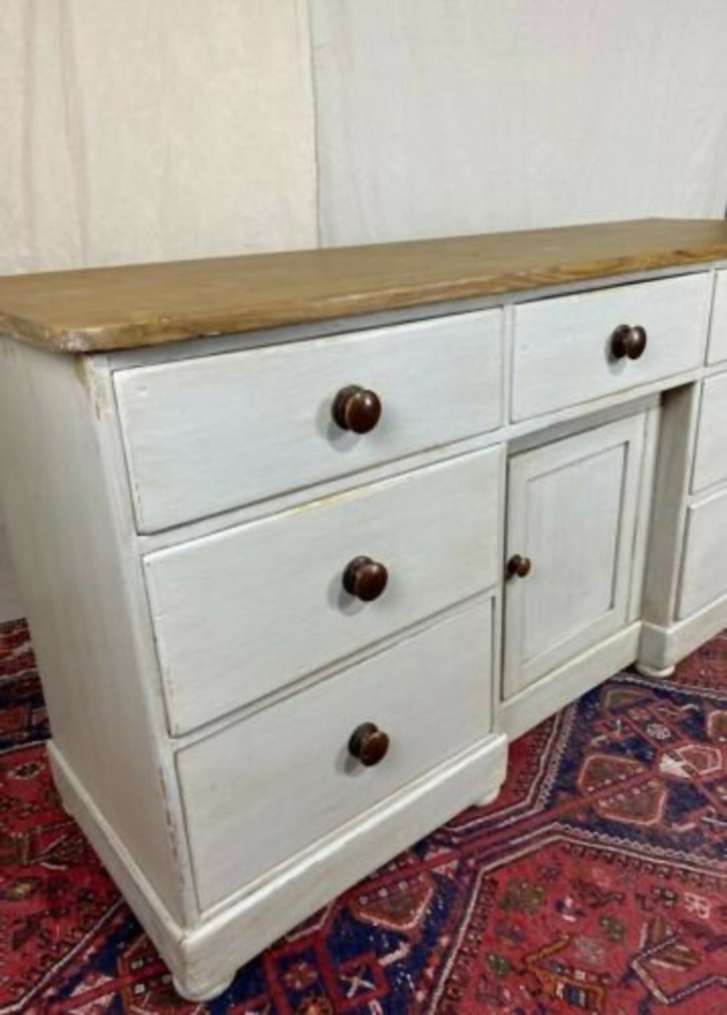 Antique Victorian Pine Breakfront Sideboard Base Unit, c 1870