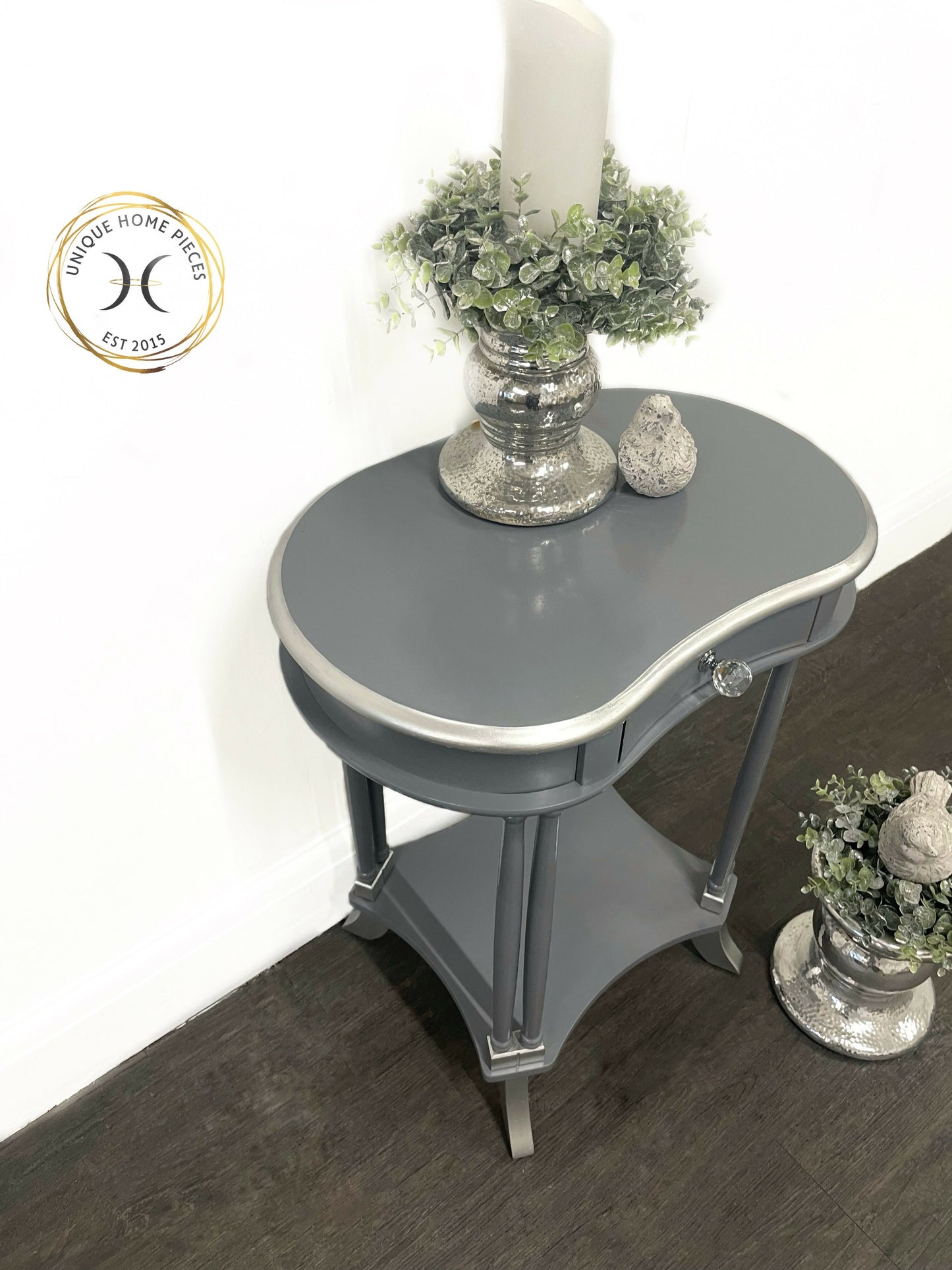 Grey And Silver Side Table