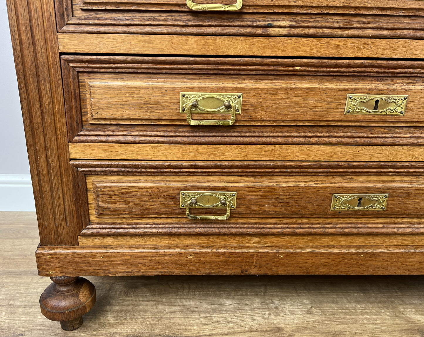 Chest of Drawers Antique French Style Oak Marble Top Carved Cabinet LOT 6448