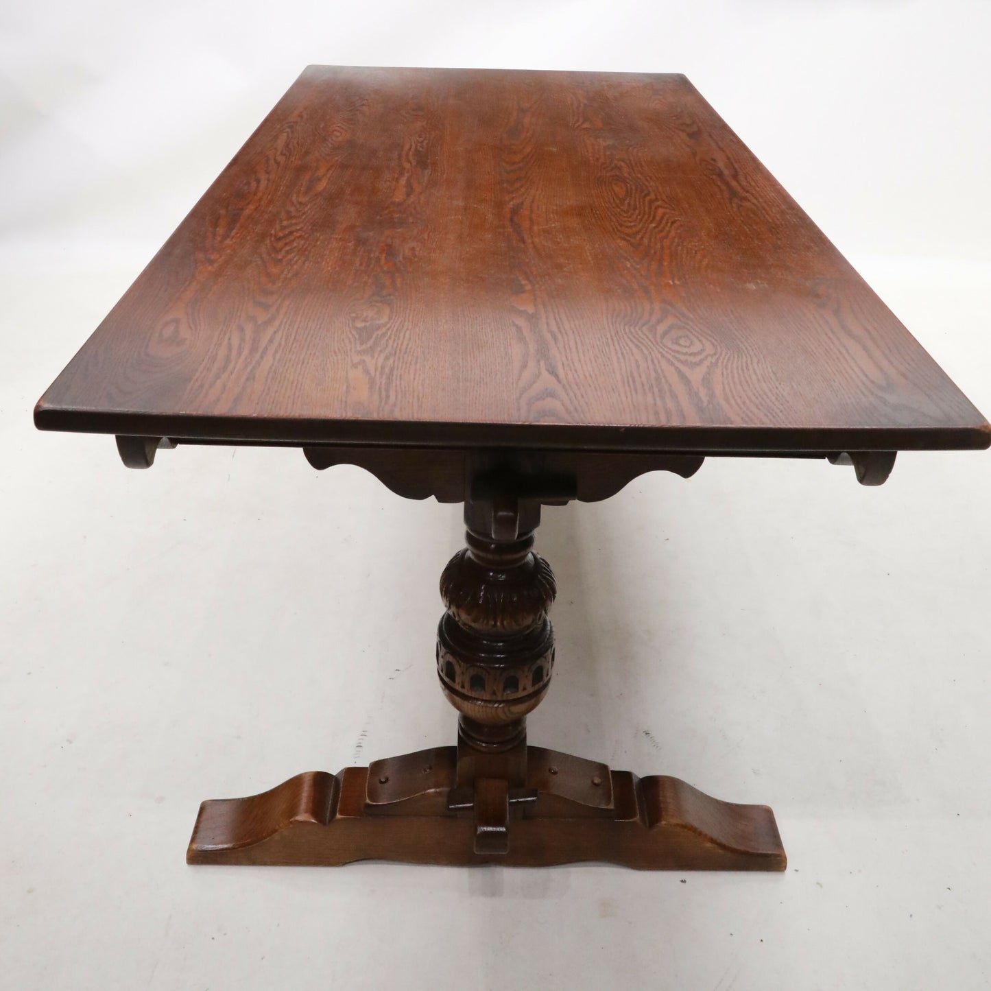 Old Charm Wood Bros Sovereign Dining Table in Tudor Brown Solid FREE UK Delivery. SBR8854/2902D