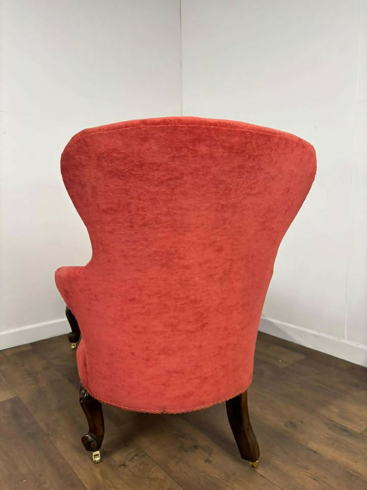 Victorian Mahogany Framed Chaise Longue with High Back and Elbow Rest