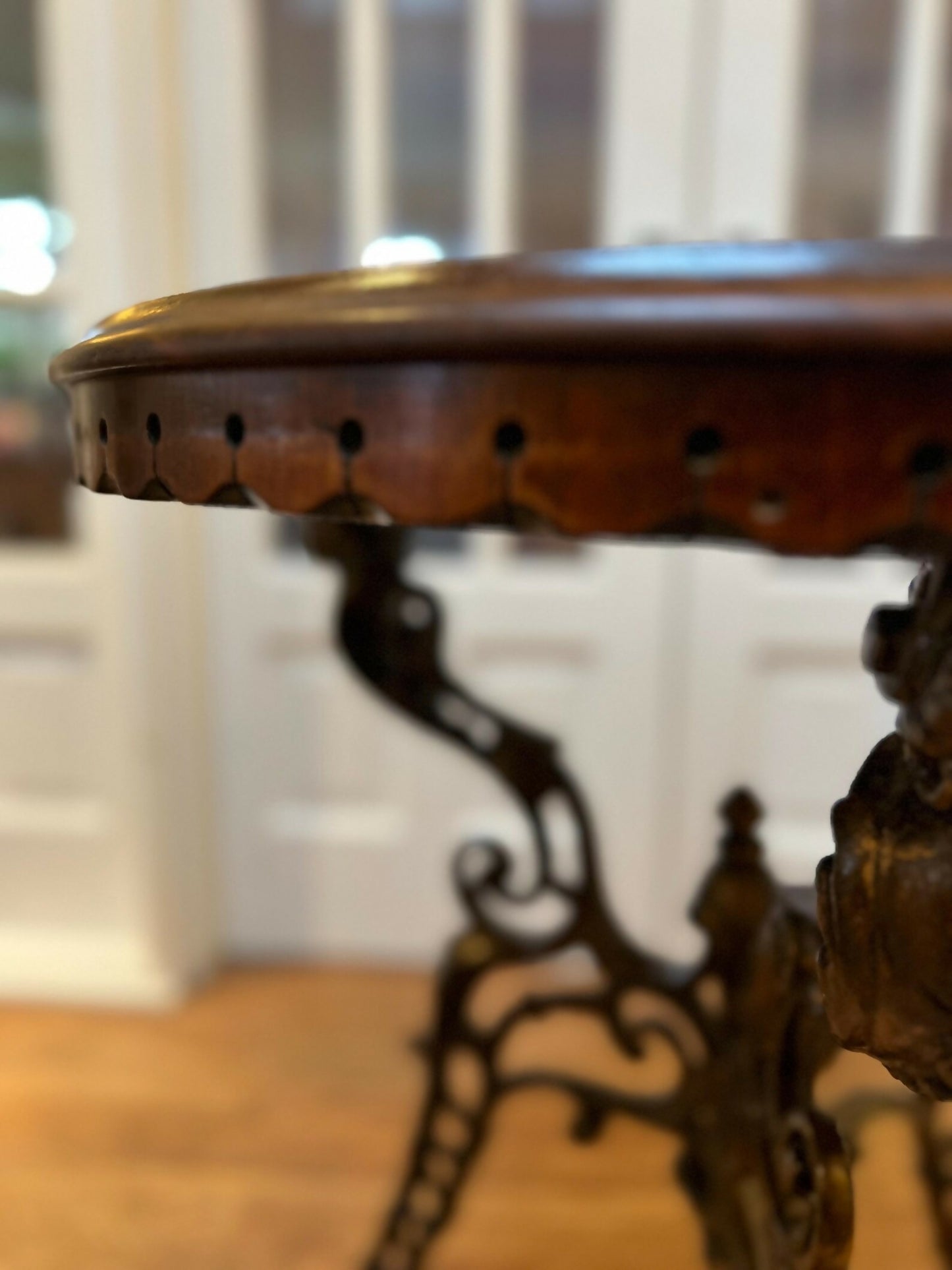 Rare Occasional Table Cast Iron featuring Queen Victoria with a Hardwood Top